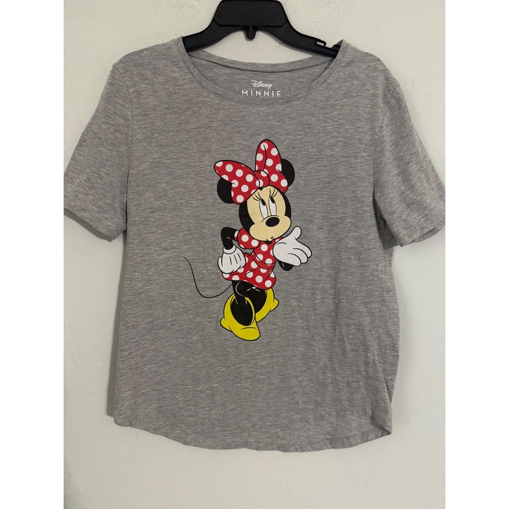 Disney‎ Minnie Mouse Womens Medium Heather Grey Graphic T-Shirt Short Sleeve Tee